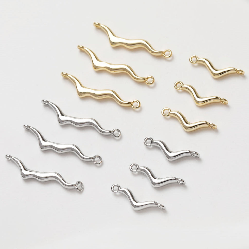 10pcs Danity Wave Connector with loops,  14K Gold Plated Earring Making Findings, Jewelry Findings GZ370