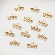 Load image into Gallery viewer, Multi Strand Connector, Loop Pendant, Multi Strand Ends, 14K Gold Plated, Necklace Jewelry Findings JG015