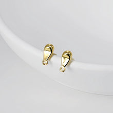 Load image into Gallery viewer, Drop Earring Post with loop, 18K Gold Plated, Nickel Free Earrings, Teardrop Shaped Ear Stud, Jewelry Making Findings D0440