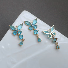 Load image into Gallery viewer, 10pcs Butterfly drop Pendant, Cubic Zircon Crystal Pendant, Bracelet Necklace Pendant, 14K Real Gold Plated, Jewelry Findings HL118-F090