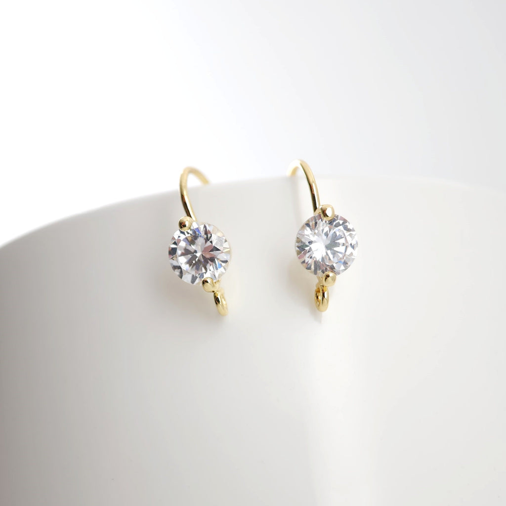 18K Gold Plated Ear Wires, Round Cubic Pave Earring Hooks, Nickel Free, Fish Hooks, Ear Wires for Jewelry Making D0171