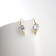 Load image into Gallery viewer, 18K Gold Plated Ear Wires, Round Cubic Pave Earring Hooks, Nickel Free, Fish Hooks, Ear Wires for Jewelry Making D0171