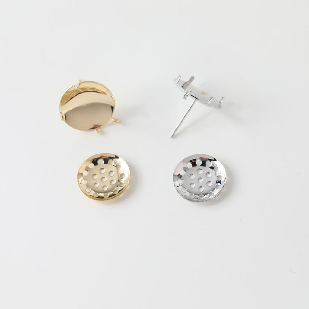 1 Pair- 14K Gold Round Post Stud, Round Stud Earring Nickel Free, 10mm, 12mm, Hypoallergenic Earring Findings GZ206