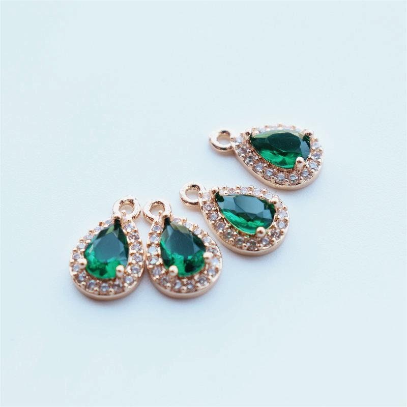 Crystal Tiny Drop Charms, 14K Gold/Silver Plated Teardrop Pendant, CZ Pave, 8*12mm, Jewelry Findings JY060-F158