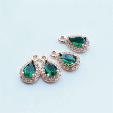 Load image into Gallery viewer, Crystal Tiny Drop Charms, 14K Gold/Silver Plated Teardrop Pendant, CZ Pave, 8*12mm, Jewelry Findings JY060-F158