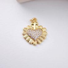 Load image into Gallery viewer, Cubic Heart Charms, 18K Gold Plated CZ Pave Love Charms, Bracelet Necklace Making Pendants, Jewelry Findings S1140