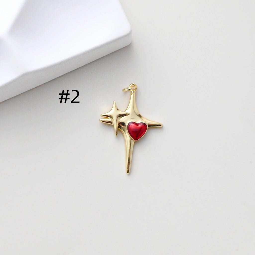 North Star Charms, 18K Gold Plated Charm, Enamel Star pendant, Bracelet Making Pendant, Jewelry Findings S1306