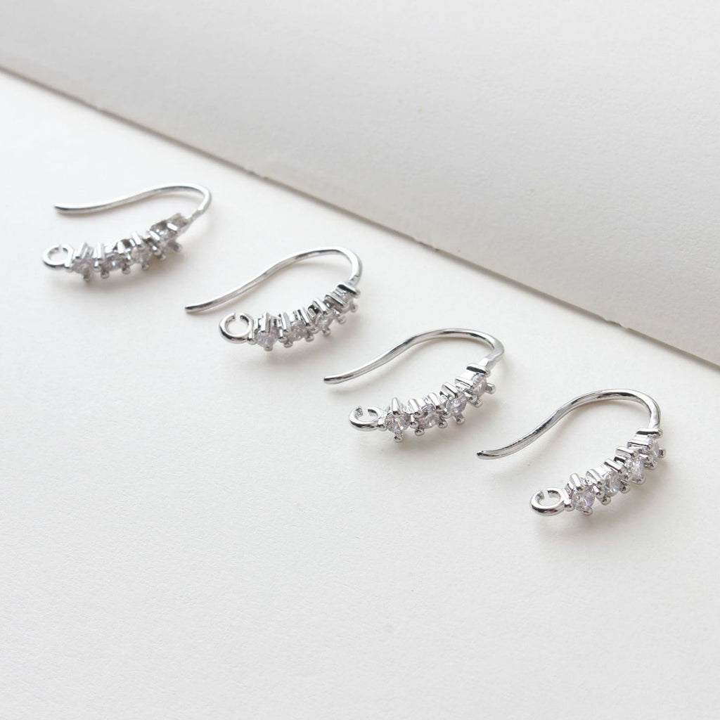 14K Gold Plated Ear Wires, Cubic Pave Earring Hooks, Nickel Free, Fish Hooks, Ear Wires for Jewelry Making BB020