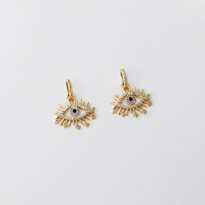 Cubic Evil Eye Charm, 18K Gold Plated Micro CZ Pave Eye Pendant, 20x18mm, Necklace Making Charm, Jewelry Findings S895