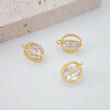 Cargar imagen en el visor de la galería, 2 dijes ovalados flotantes con interior cúbico transparente, colgante ovalado 3D chapado en oro de 18 quilates, accesorios de joyería S756