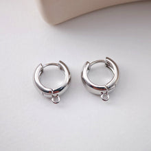 Load image into Gallery viewer, Chunky Smooth Earring Hoop, Gold/Silver Huggie Earring with Loop, 14mm, Everyday Simple Huggie Hoops , Handmade Earring Supplies  D0115