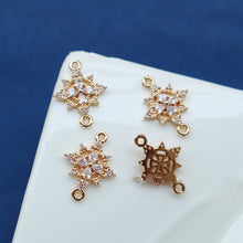 Load image into Gallery viewer, Flower Charm, Cubic Zircon Crystal Flower Pendant, CZ Earring Charms,  Real Gold Plated Brass Earring Charms, Jewelry Findings HL057-F172