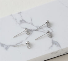 Load image into Gallery viewer, 10pcs Ball Ear Post With Side Loop, S925 Silver Ear Pin Nickel Free Earrings, Gold/Silver Ear Stud, Hypoallergenic Earring Findings G006