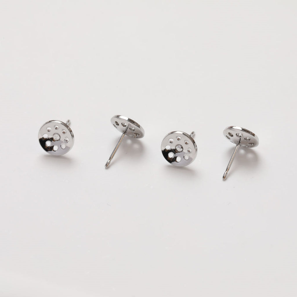 10pcs 18K Gold Round Post With Loops, Round Stud Earring Nickel Free, 8mm, Hypoallergenic Earring Findings GZ117