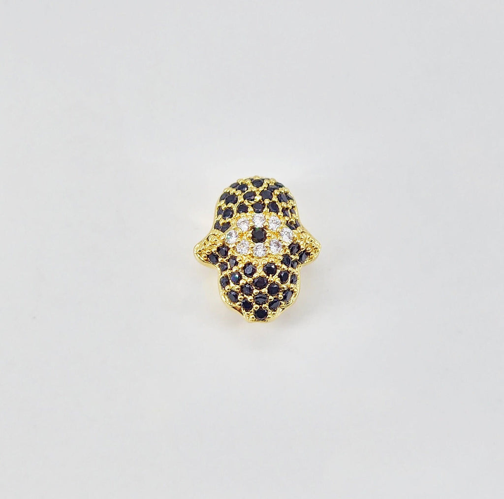 Hamsa Hand Beads, 14K Gold plated Cubic Zirconia Pave Pendant, Jewelry making supplies for Necklace and Bracelet S20801
