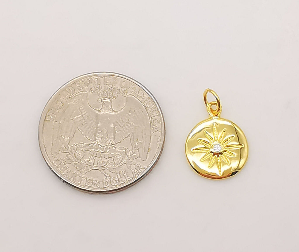 2 dijes de estrella de 12 mm, con pavé de circonita cúbica redonda, chapados en oro de 18 quilates, para collares, accesorios de joyería S724