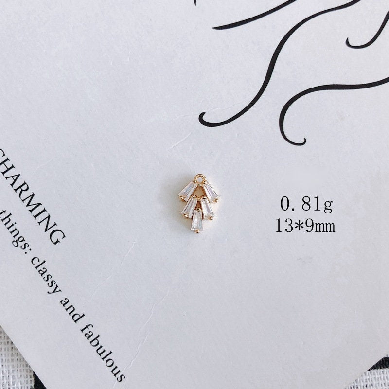 5pcs CZ Pave Leaves Charm, Cbuic Zircon Crystal Leaf Pendant, Bracelet Necklace Pendant, Gold Plated Charm,Jewelry Findings L003-F280