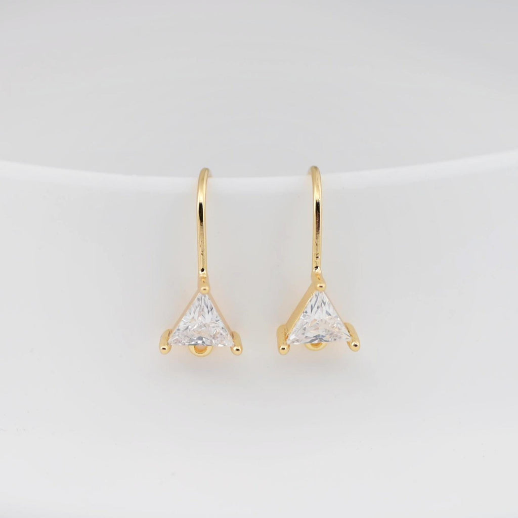 Alambres para pendientes chapados en oro de 18 quilates, ganchos triangulares con pavé cúbico, sin níquel, ganchos de pez, alambres para joyería ZX310