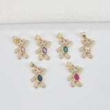 Bear Charm, Pave CZ, 18K Gold Plated Crystal, Teddy Bear Pendant, Rabbit for Jewelry Making S20784