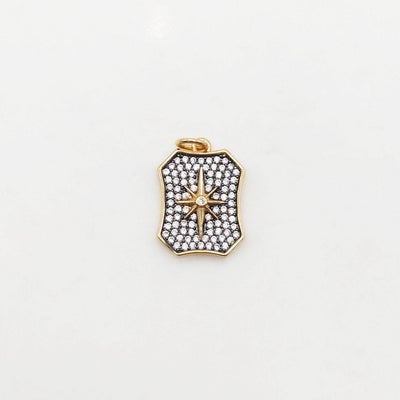 Shield, Oval, Triangle Shape Pendant, 18K Gold Plated, CZ Pave, Necklace Making Charm, Jewelry Findings S20392