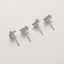 Load image into Gallery viewer, Cubic Zirconia Flower Post Earrings, Gold Plated Earring Post with Loop, Hypoallergenic, Handmade Earring Finding,DIY Earring Supplies GZ766