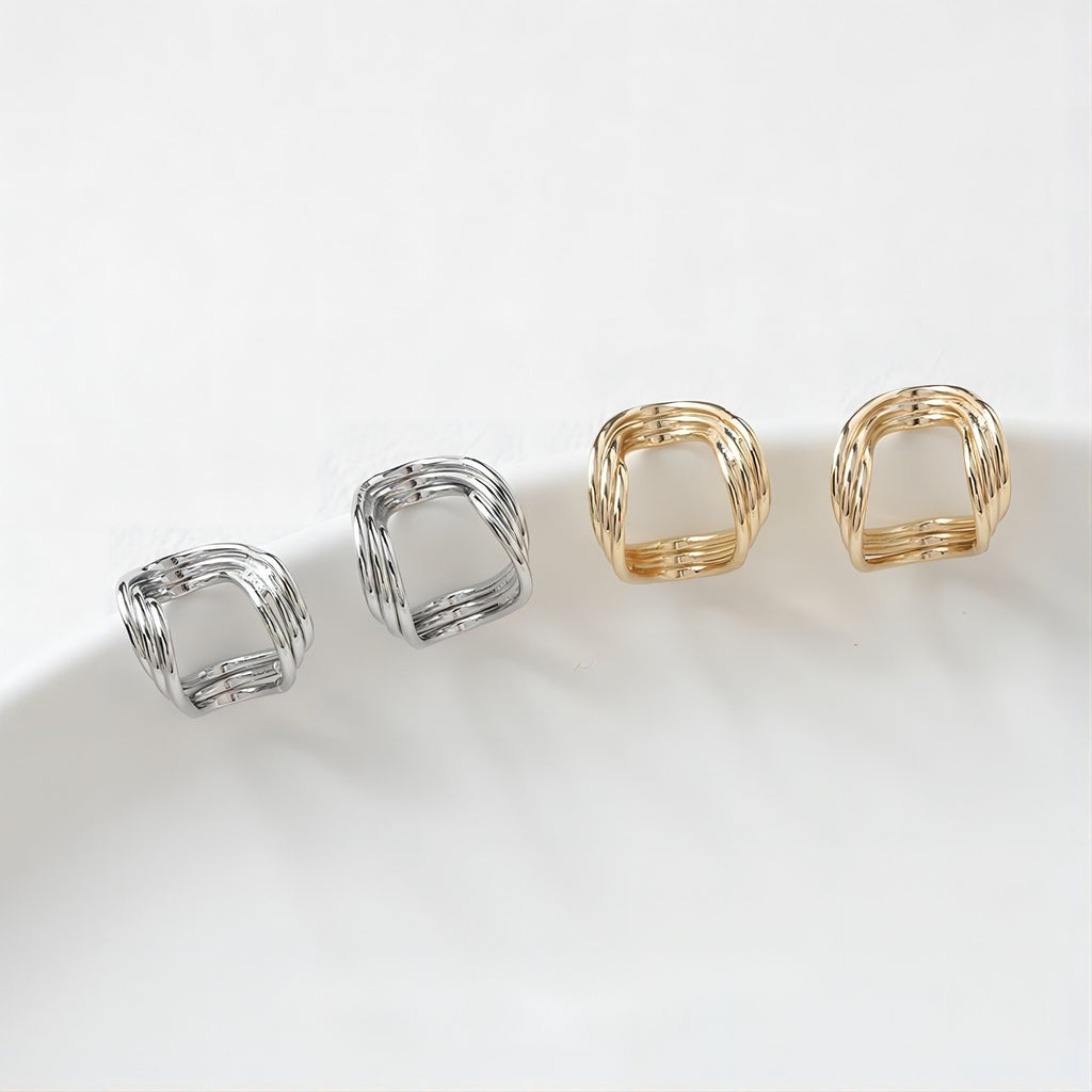 قرط أذن من الفضة الإسترليني عيار 925، دبوس أذن غير منتظم، خالٍ من النيكل، مشبك أذن ذهبي/فضي، مضاد للحساسية، GE066