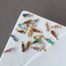 Load image into Gallery viewer, 10pcs- Crystal Long Teardrop Charms, 10 colors You Choose, 14K Gold Plated Teardrop Pendant, 4*12mm, Jewelry Findings JY081-F235