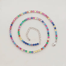 Load image into Gallery viewer, Rainbow Tennis Necklace, Tennis Chocker, 18K gold/Silver, 3mm, Adjustable, Finish Crystals Chain, READY TO WEAR S20319