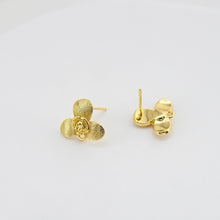 Load image into Gallery viewer, Flower Earring Post, 18K Real Gold Plated Brass Stud Earring With Loop, s925 silver pin, Nickel Free, Earring Finding D0444