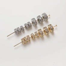 Load image into Gallery viewer, 14K Gold CZ Pave Spacer Beads, Tone Rondelle Spacer Beads, Bracelet Making, Jewelry Finding SC030