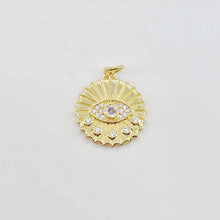 Load image into Gallery viewer, Evil Eye Charm Collection, Coin Pendant, 18K Gold Plated CZ Pave Eye Pendant, Necklace Making Charm, Jewelry Findings S20654