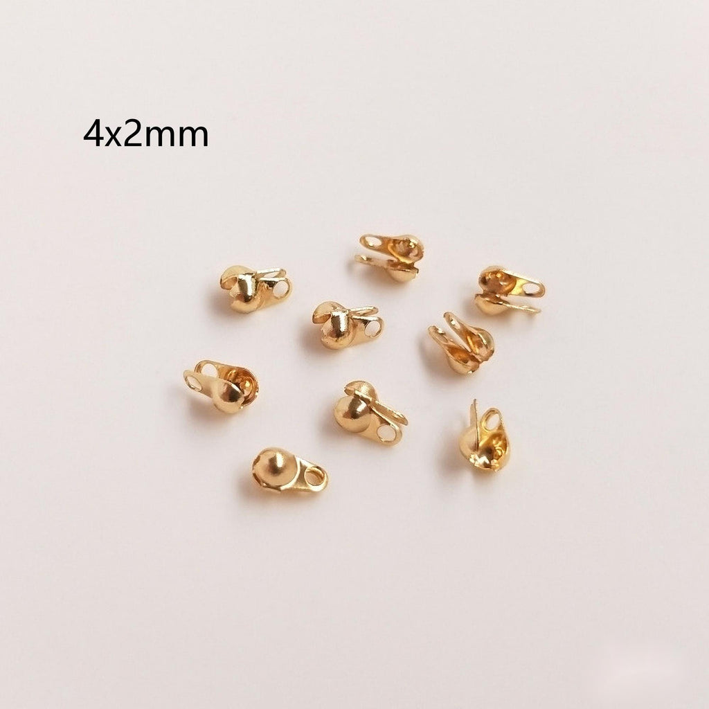 100pcs 14K Gold Plated Calottes Crimps, Bead Ends (4mm/5mm/6mm/8mm), Jewellery Making Findings YY008