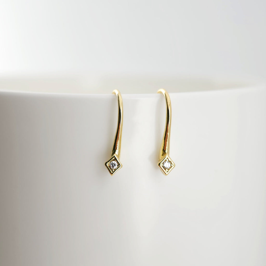 18K Gold Plated Ear Wires, Cubic Pave Earring Hooks, Nickel Free, Fish Hooks, Ear Wires for Jewelry Making D0159