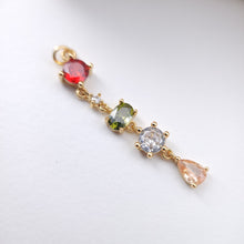 Load image into Gallery viewer, Elongated Cubic Tennis Charm, Link CZ Pendant, 18K Gold Plated Pendant, Earring Making Charm, Jewelry Findings S1163