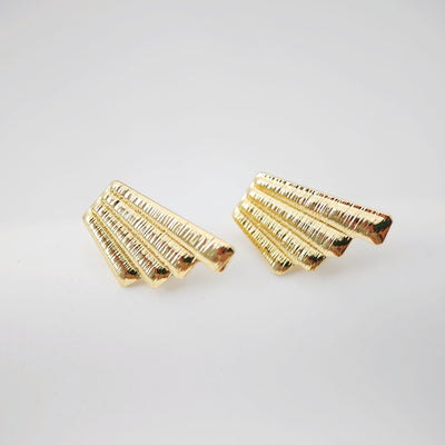 Ray Brushed Faceted Earring Post with Loop, 18K Gold Plated, Nickel Free Earrings, Hypoallergenic Earring Findings D0205