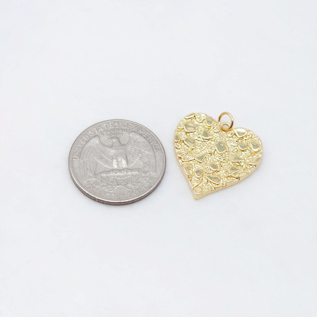 Textured Heart Charms, 18K Gold Plated CZ Pave Love Pendant, Necklace Making Pendants, Jewelry Findings S20478