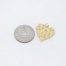 Load image into Gallery viewer, Textured Heart Charms, 18K Gold Plated CZ Pave Love Pendant, Necklace Making Pendants, Jewelry Findings S20478