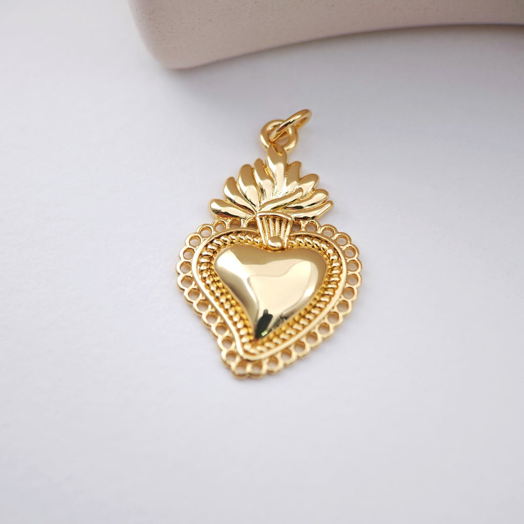 Cubic Heart Charms, 18K Gold Plated CZ Pave Love Charms, Bracelet Necklace Making Pendants, Jewelry Findings S1140