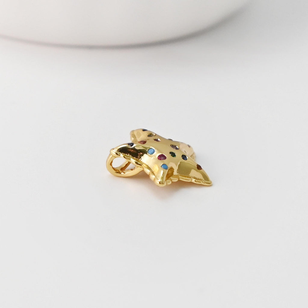 Tiny Star Charms, Crystal Cubic Star Pendant, Star Connector, 18K Gold Plated, Necklace charms, Jewelry Findings