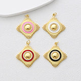 Rhombic Charm, Diamond Brushed Pendant, Real Gold Plated Earring Charms, Jewelry Findings S1365