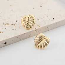 Load image into Gallery viewer, Gold Leaf  Earring Post With Loop, Nickel Free Earrings, Ear Stud Loop, Hypoallergenic Earring Findings ZX308