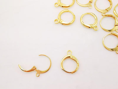 10PCS  18K Gold Plated Round Hoop Earring , Huggie Hoops Earring Parts, Spring Ear Hoops, 11mm,hoop earring  for Jewelry Making S816