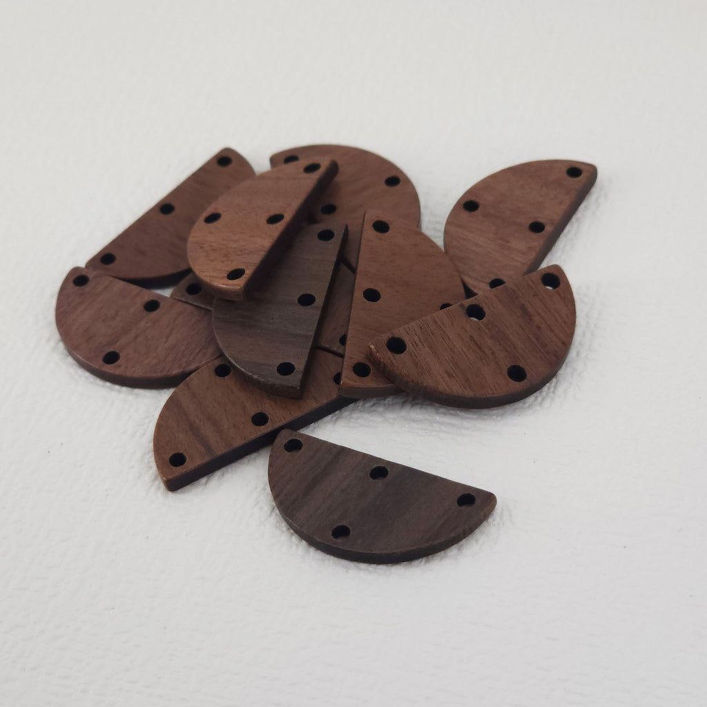 2PCS Half Round Shape Wood Charms, Wooden Pendant, Reclaimed Walnut Wood, Geometric Statement Wood Earrings Diy Ideas JT964