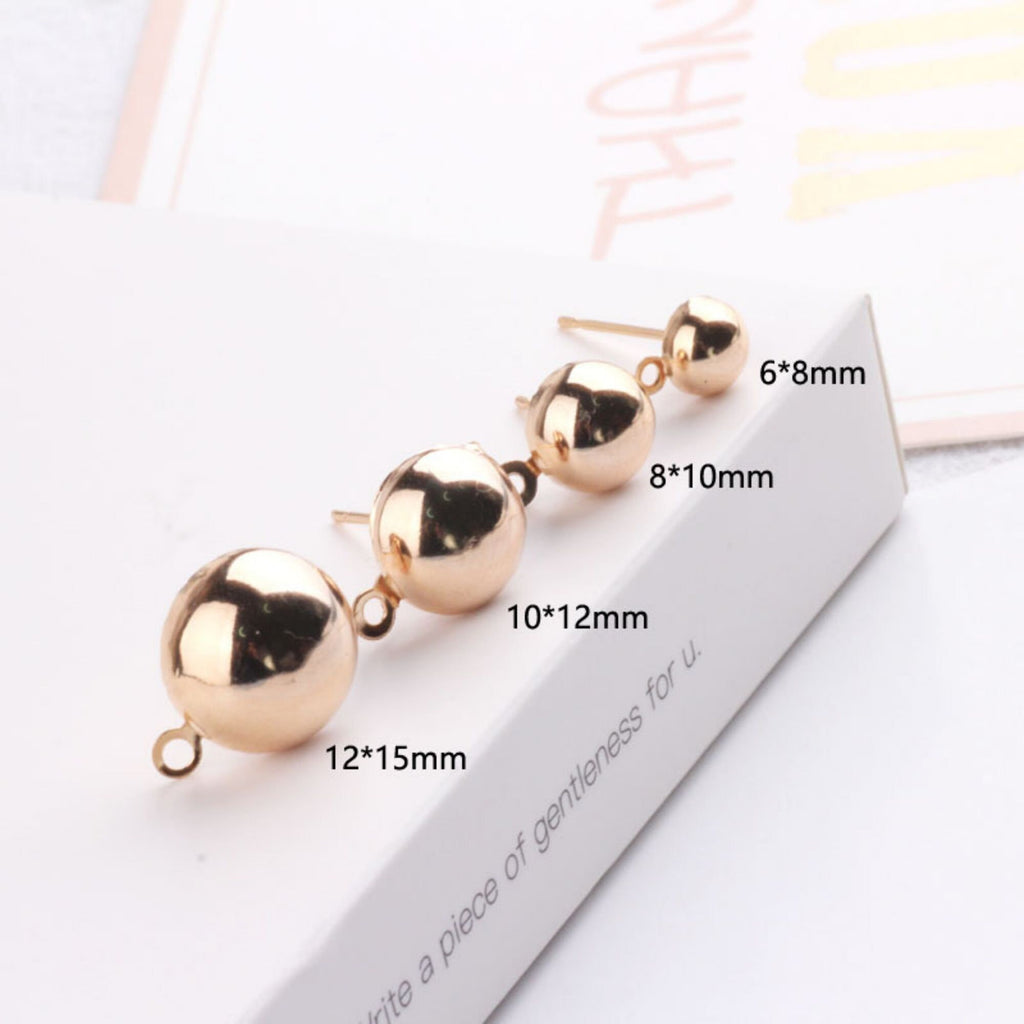 10pcs Half Ball Ear Post, Nickel Free Earrings, 6mm,8mm,10mm,12mm, Gold/Silver Ear Stud, Hypoallergenic Earring Findings BY011-ZX7007