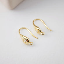 Load image into Gallery viewer, 18K Gold Plated Ear Wires, Cubic Pave Earring Hooks, Nickel Free, Fish Hooks, Ear Wires for Jewelry Making D0164