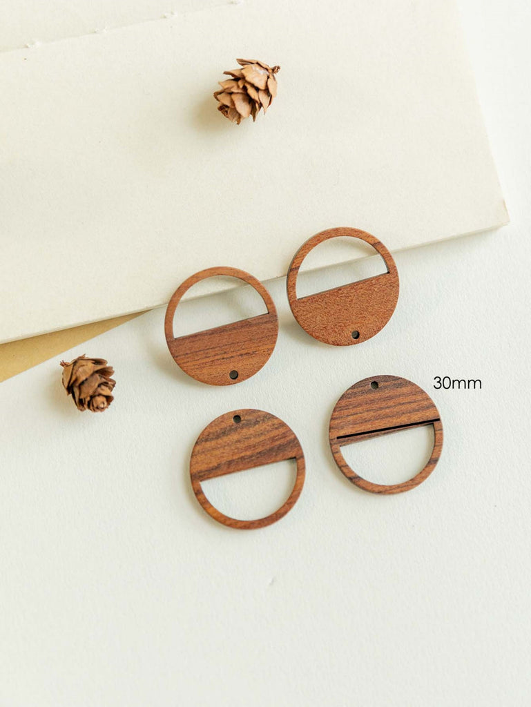 قطعتان من القلادة الخشبية الهندسية الدائرية المفتوحة، نتائج صنع القلادة JT094