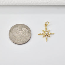 Load image into Gallery viewer, North Star Charms,  Crystal Cubic Pave Star Pendant, 18K Gold Plated, Necklace Making Star Charms, Jewelry Findings S20712
