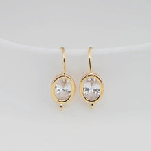 Load image into Gallery viewer, 4pcs Oval Cubic Pave Earring Hooks With Loop, Nickel Free Earrings, Crystal Gemstone Stud, Hypoallergenic Earring Findings ZX054