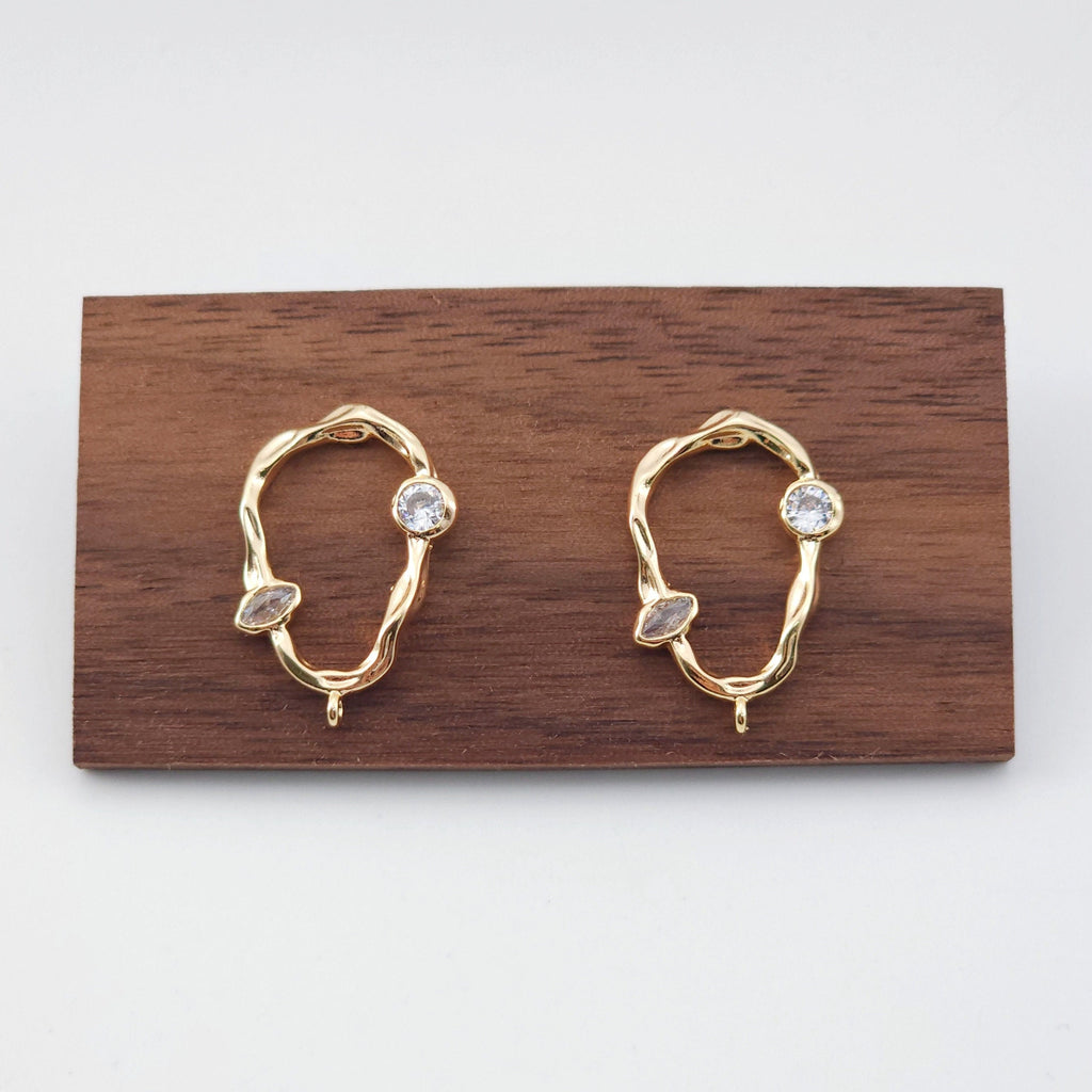 Pendientes de aro con nicho irregular y aro, de plata S925 sin níquel, de oro, hipoalergénicos, ZX198