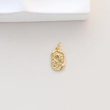 Load image into Gallery viewer, Flower Charm On Oval Shape, 18K Gold Plated, Rectangular Flower Pendant, Necklace Earring Making Charms, Jewelry Findings S1326